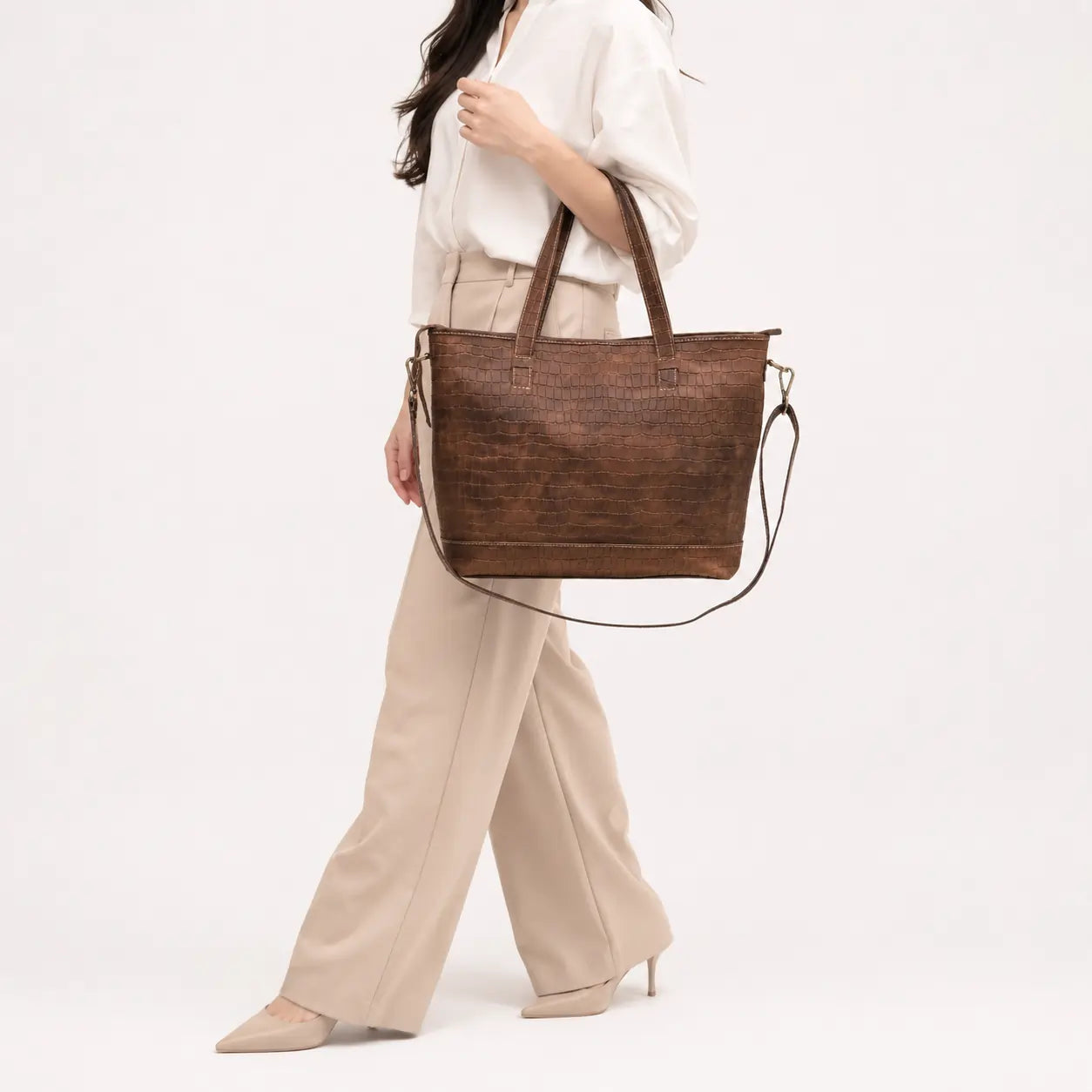 Ladies Croc Leather Tote Bag