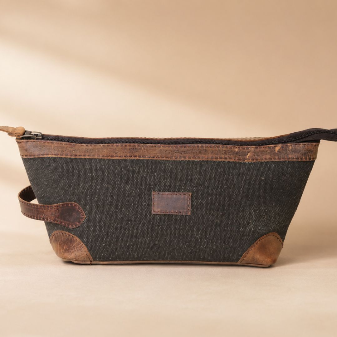Canvas Leather Duffel Bag With Toiletry Pouch