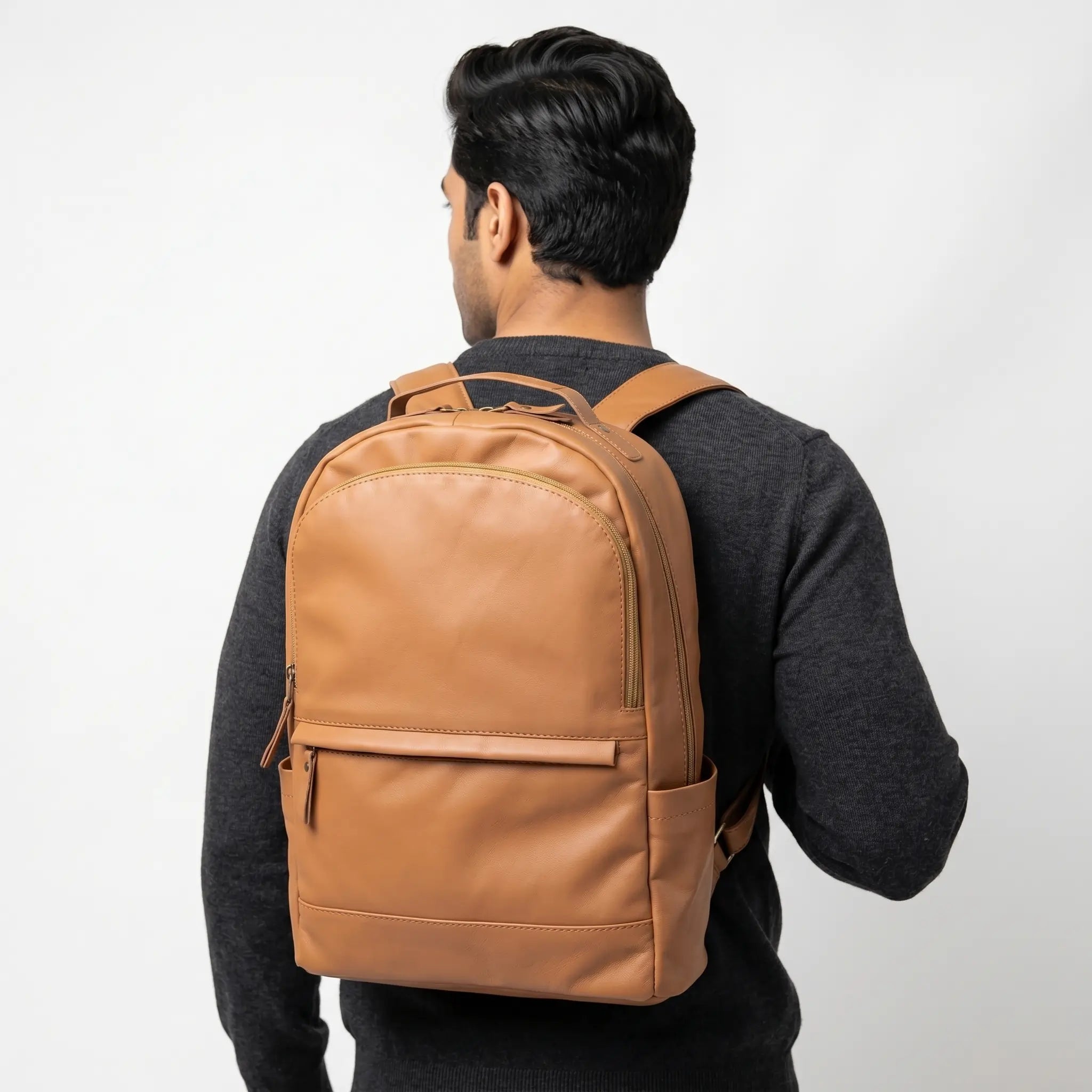 Cognac Tan Leather Backpack (BP-041)