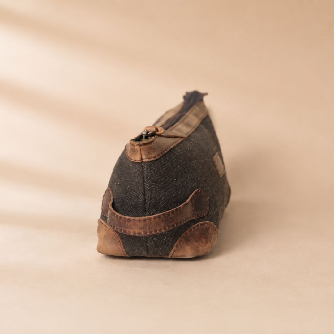 Canvas Leather Duffel Bag With Toiletry Pouch