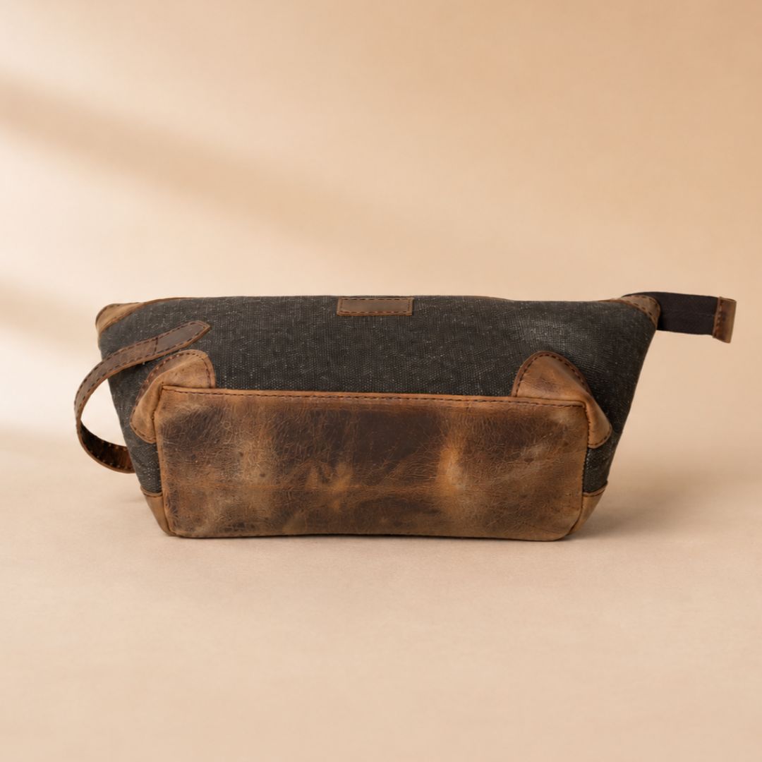 Canvas Leather Duffel Bag With Toiletry Pouch