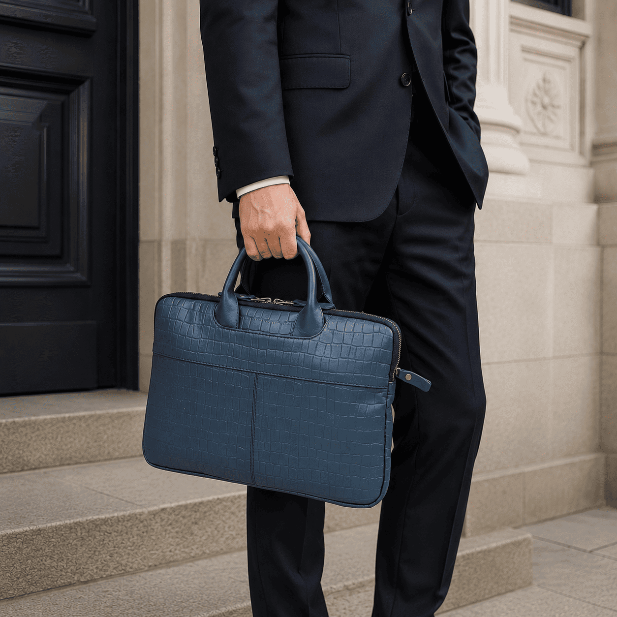 Croc Embossed Leather MacBook Bag (LP-04)