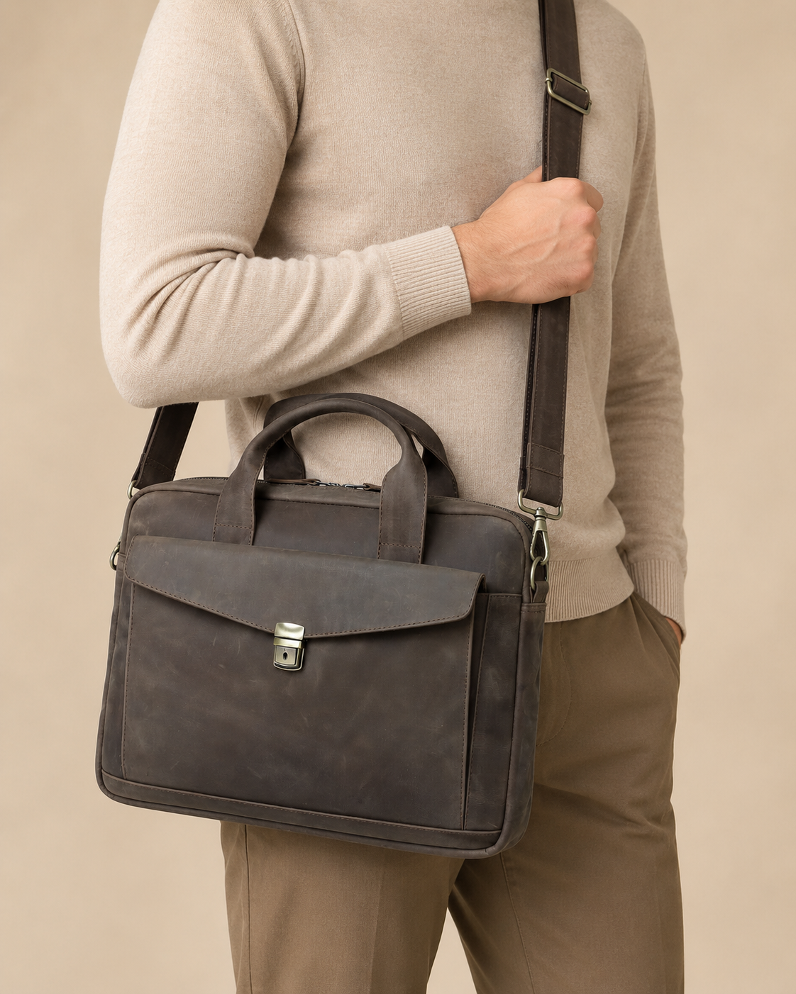 Vintage Leather Laptop Briefcase (LP-01)