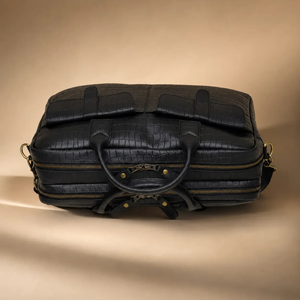 Premium Black Croc-Texture Laptop Bag (LP-03)