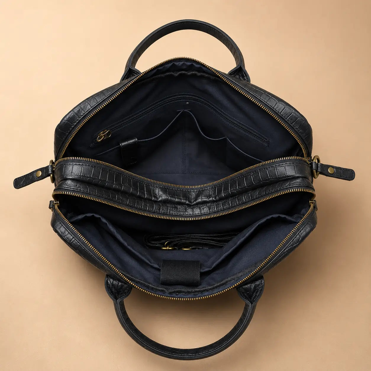 Premium Black Croc-Texture Laptop Bag (LP-03)
