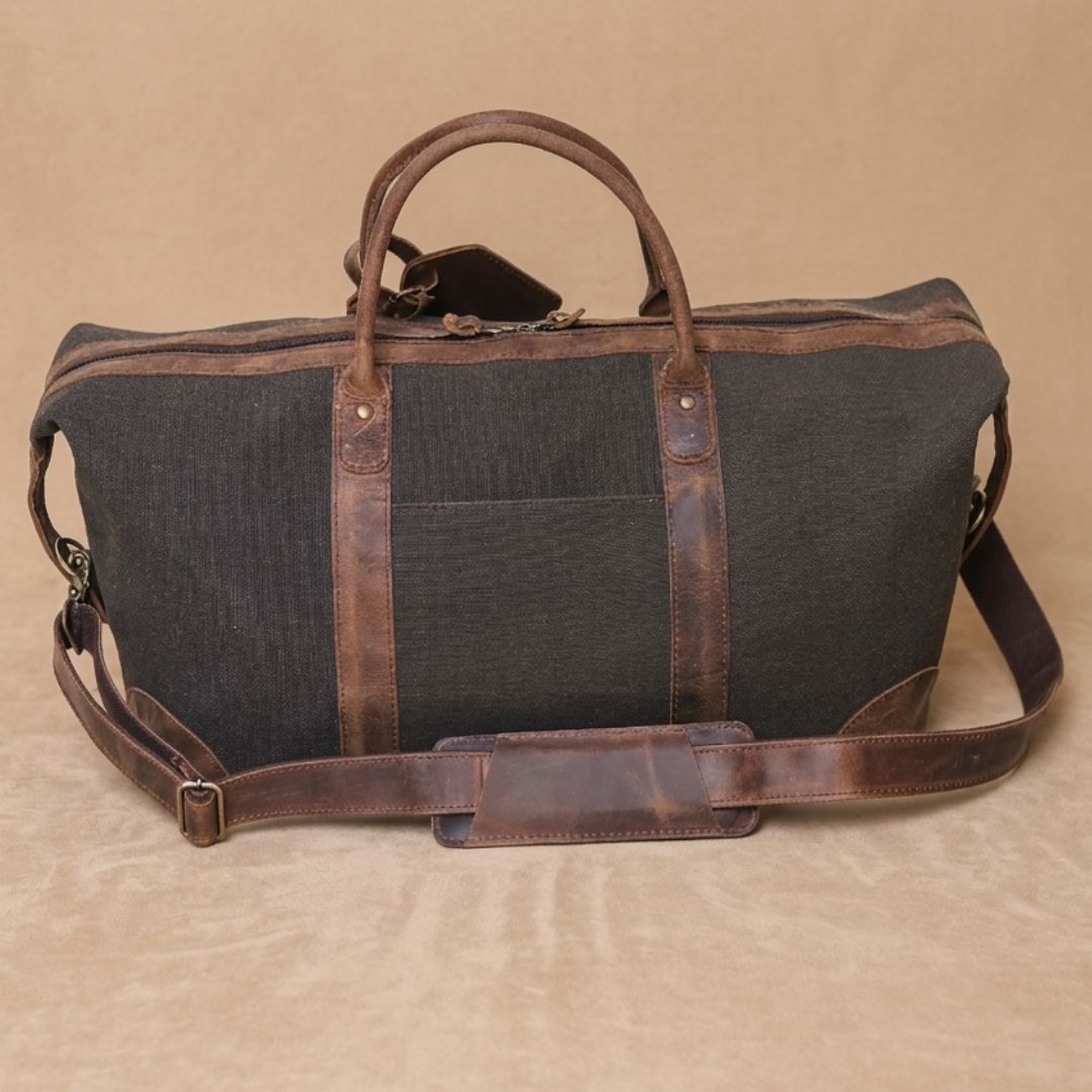 Canvas Leather Duffel Bag With Toiletry Pouch