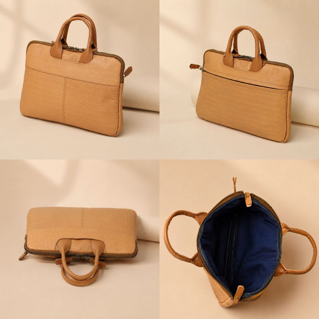 Croc Embossed Leather MacBook Bag (LP-04)