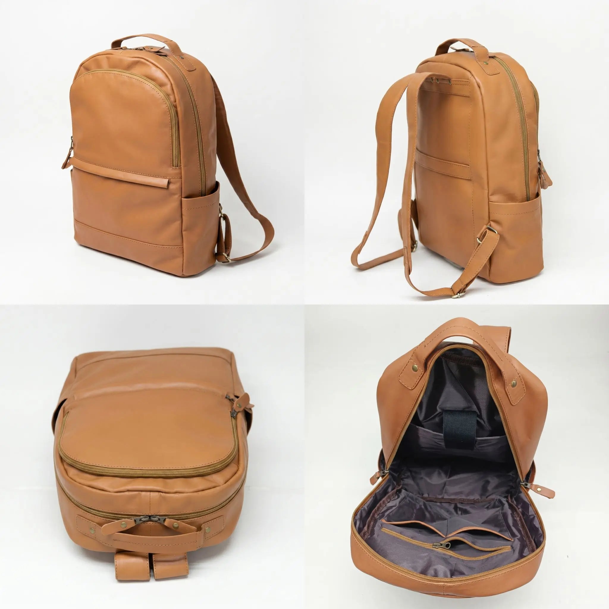 Cognac Tan Leather Backpack (BP-041)