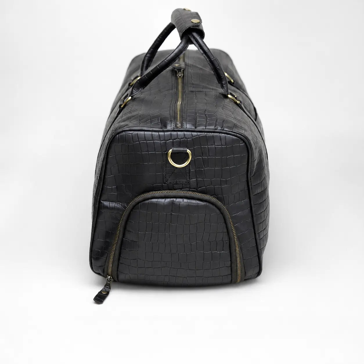 Croc-Embossed Leather Duffel Travel Bag (TR-026)
