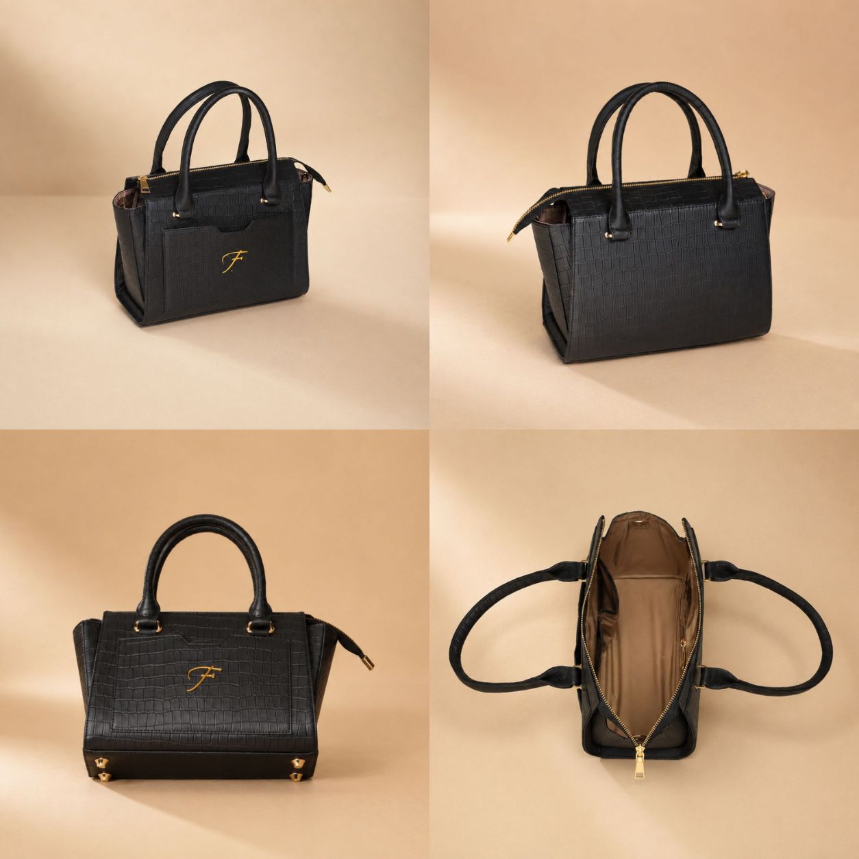 Premium Ladies Leather Handbag Croc-embossed