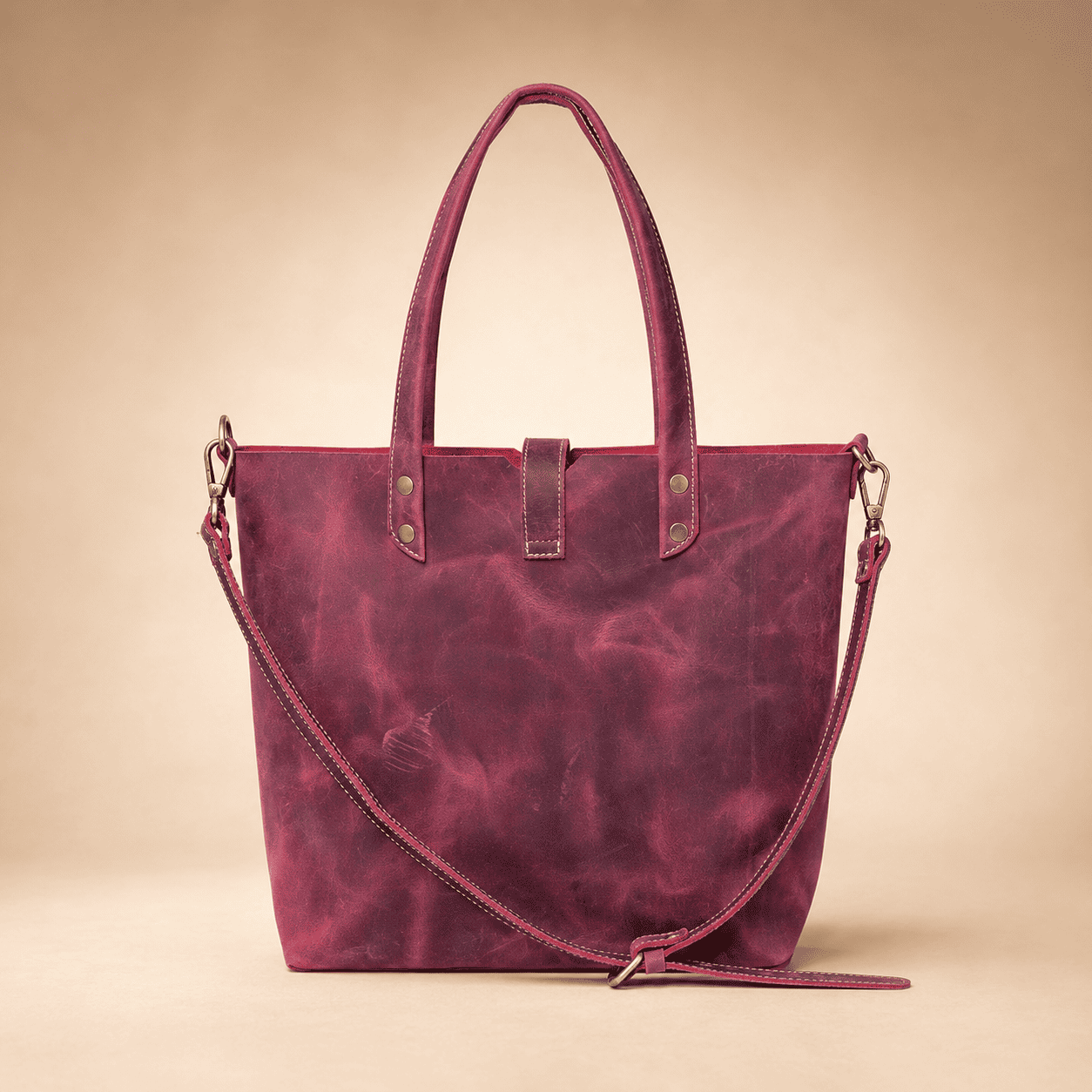 Genuine Two-Tone Leather Tote Bag