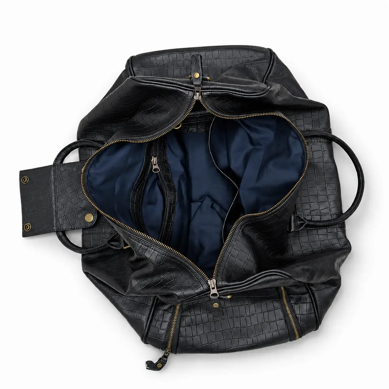 Croc-Embossed Leather Duffel Travel Bag (TR-026)