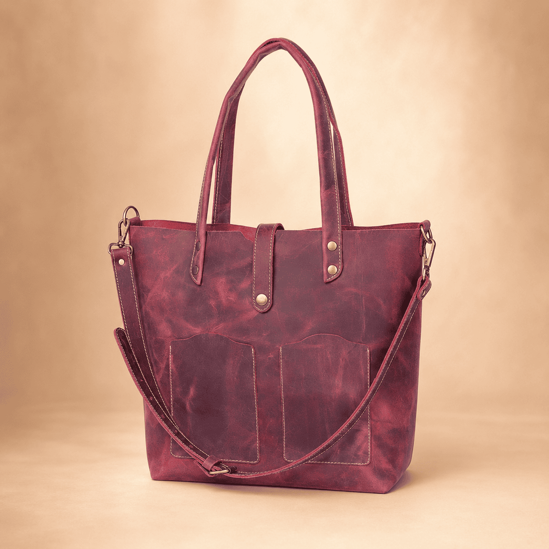 Genuine Two-Tone Leather Tote Bag
