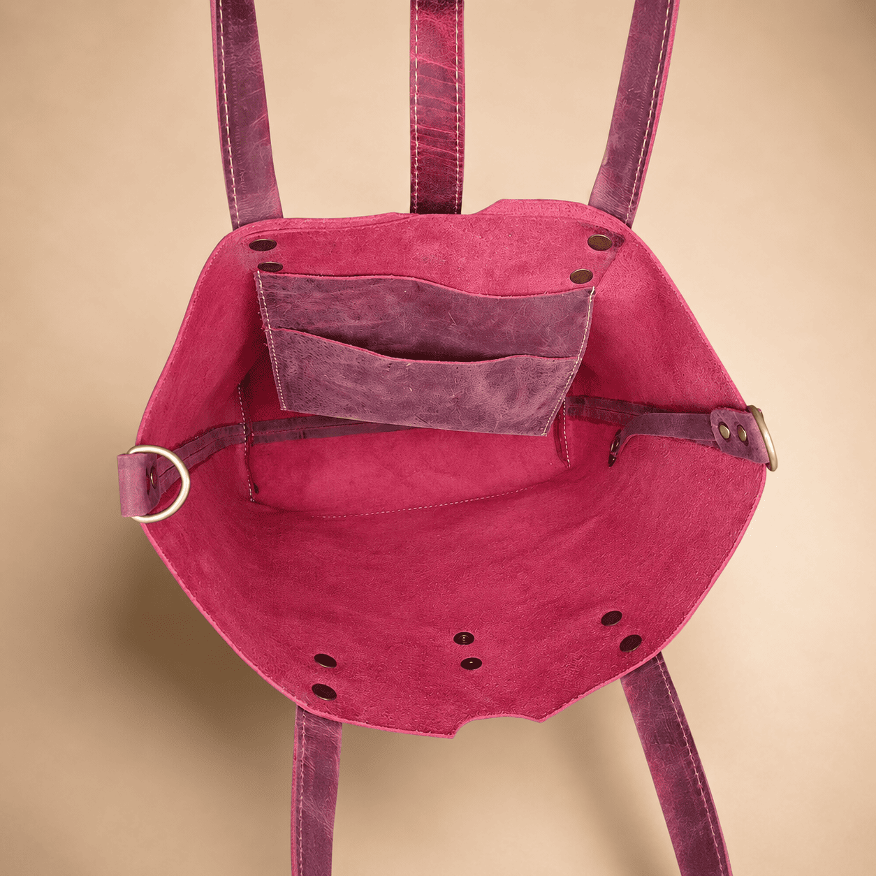 Genuine Two-Tone Leather Tote Bag