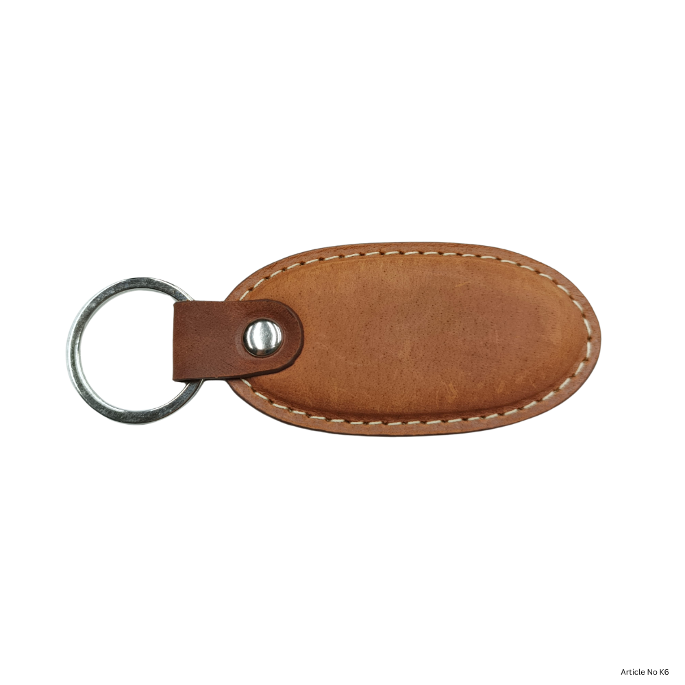 Classic Brown Leather Keychain – Premium Cowhide Minimalist Key Holder