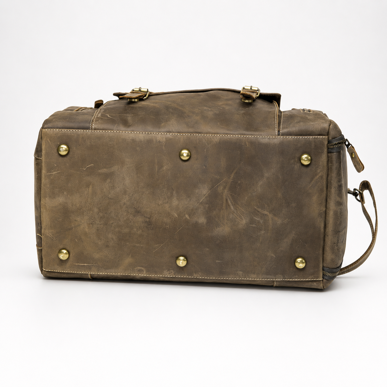 Vintage Leather Travel Bag – Front Flap Pocket Design (TR-015)