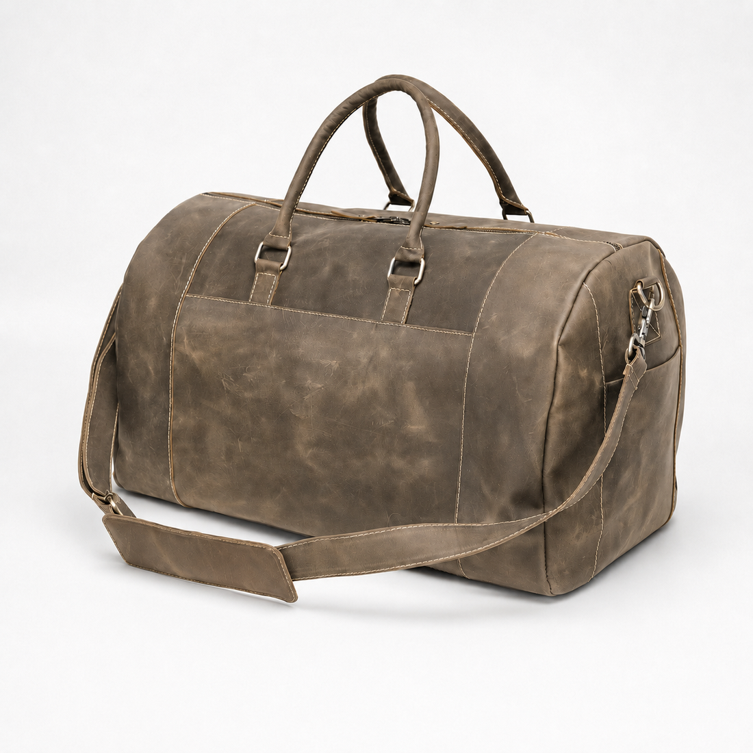 Vintage Leather Travel Bag – Front Flap Pocket Design (TR-015)