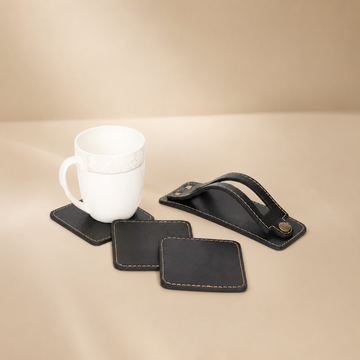Leather Coaster Set with Holder