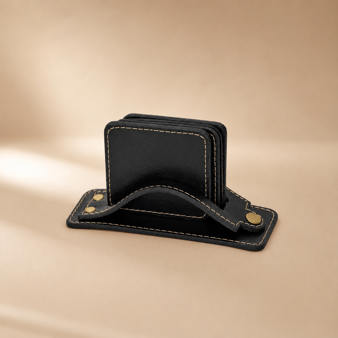 Leather Coaster Set with Holder