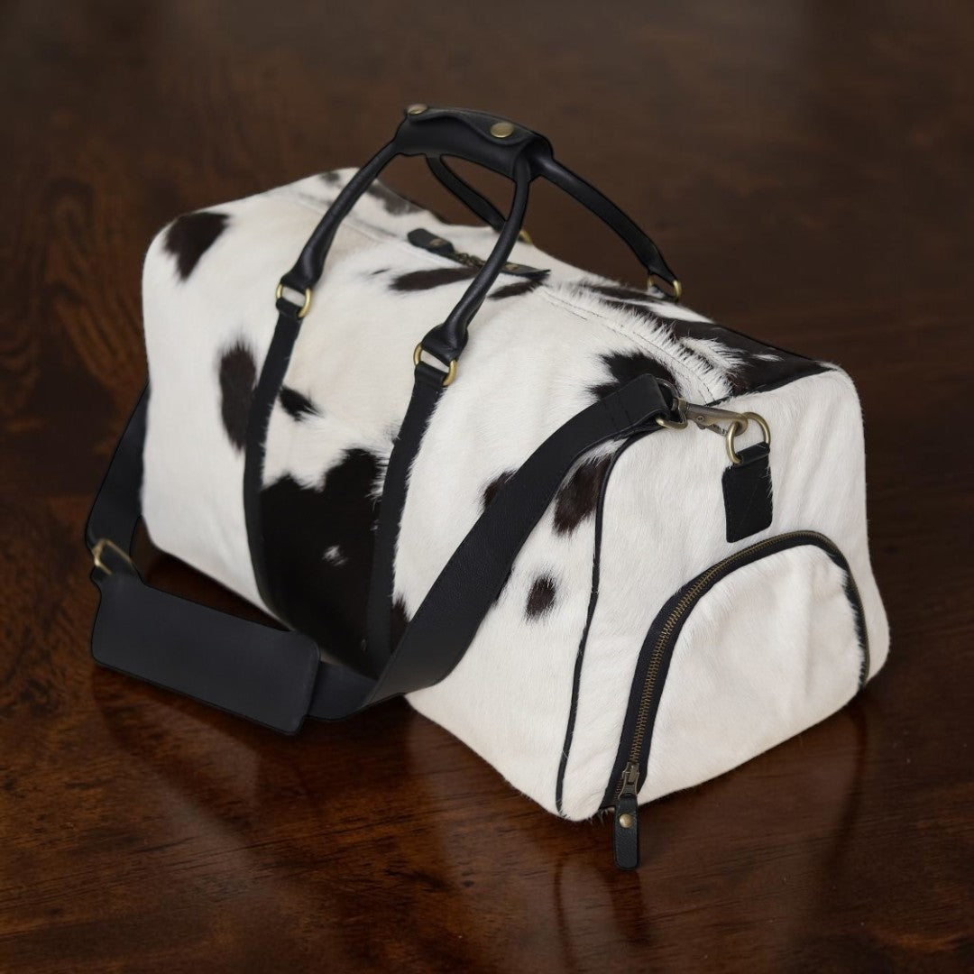 Premium Hairon Cowhide Leather Travel Duffle Bag