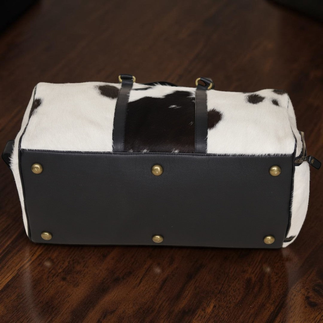 Premium Hairon Cowhide Leather Travel Duffle Bag