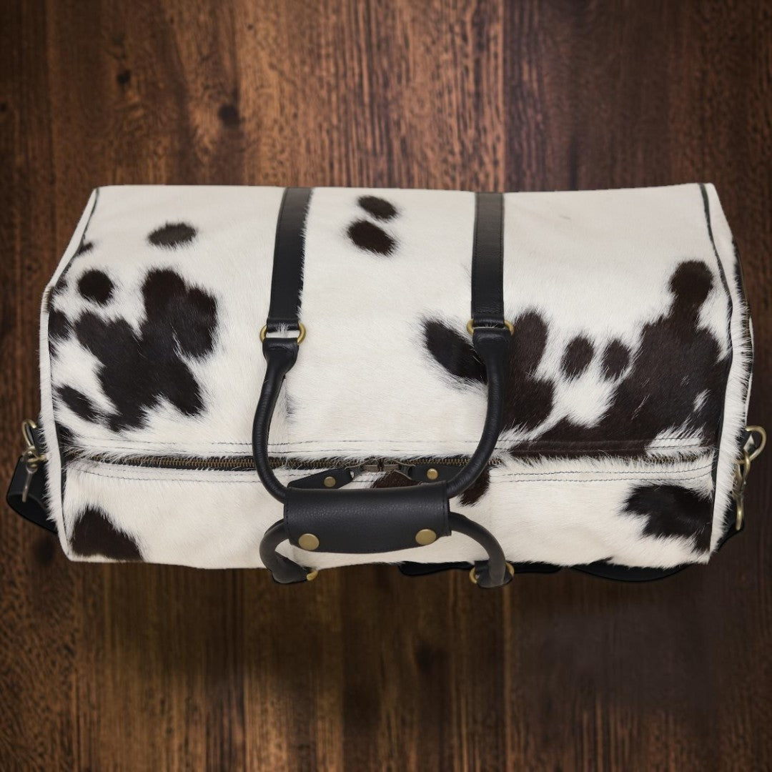 Premium Hairon Cowhide Leather Travel Duffle Bag