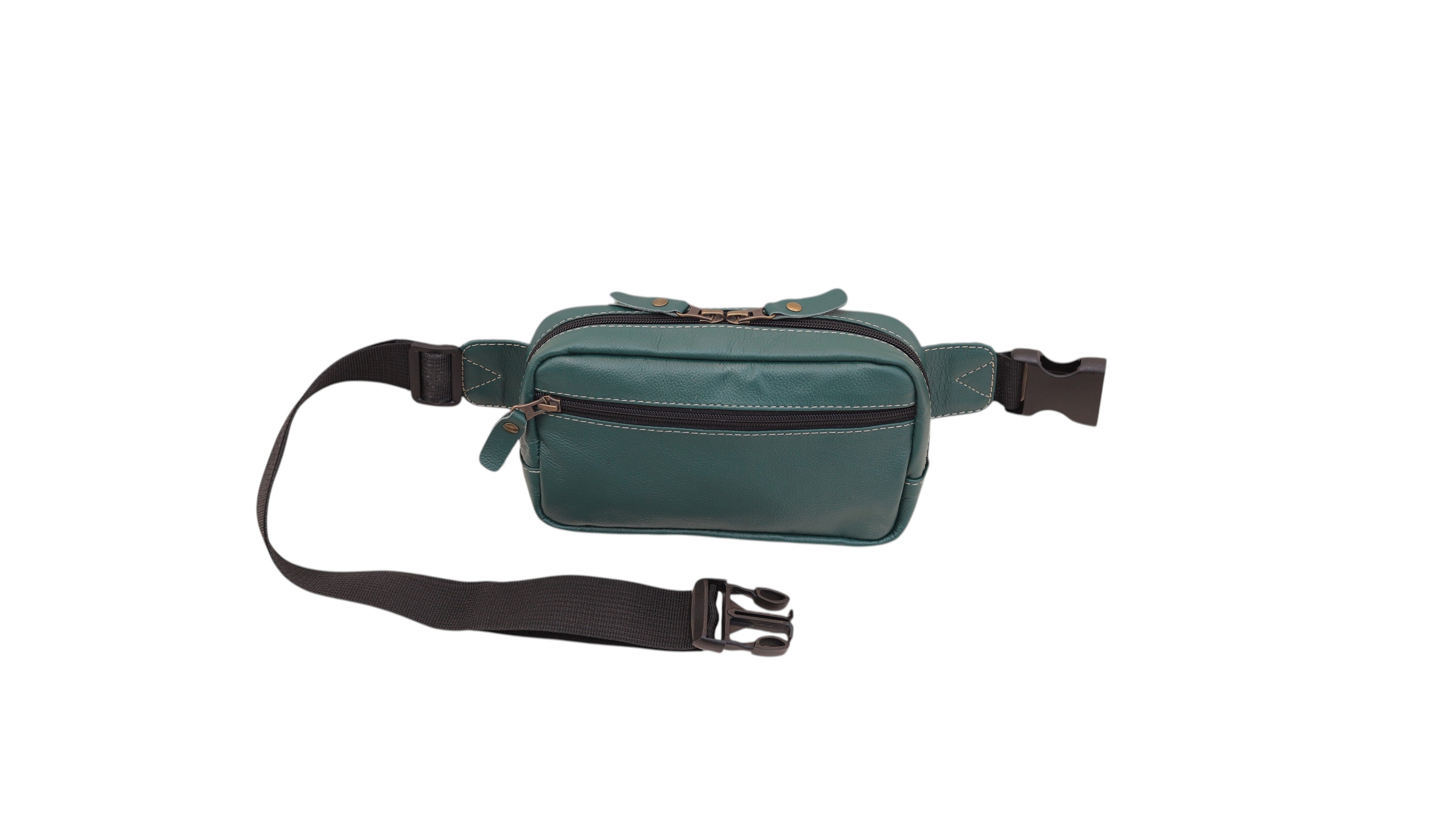 Premium Cowhide Leather Waist Pouch with Adjustable Belt – YKK Zipper Travel Utility Bag for Men