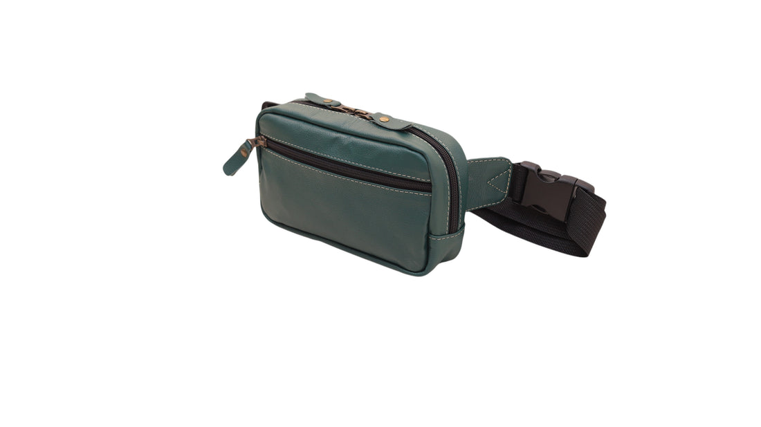 Premium Cowhide Leather Waist Pouch with Adjustable Belt – YKK Zipper Travel Utility Bag for Men