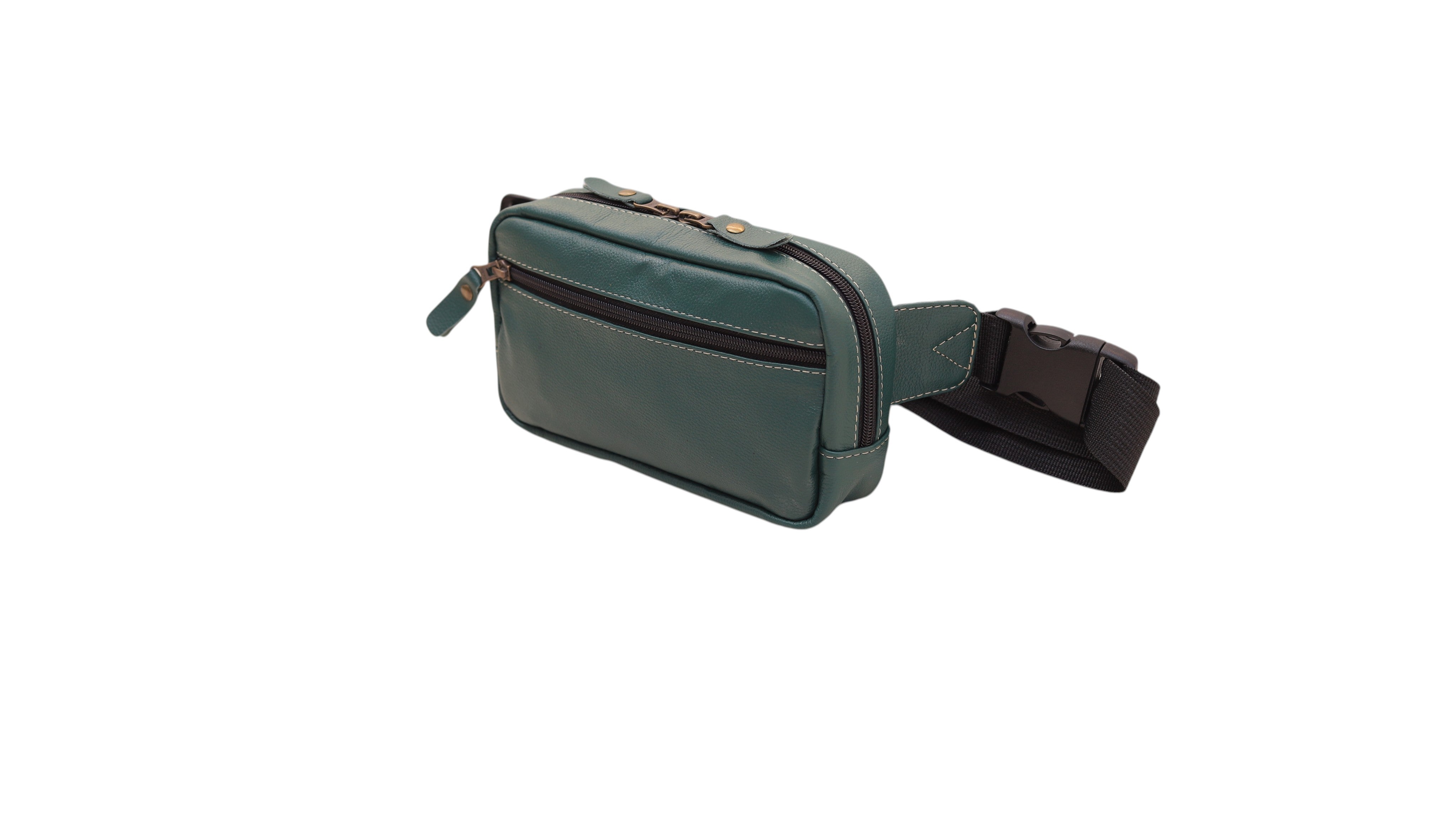 Premium Cowhide Leather Waist Pouch with Adjustable Belt – YKK Zipper Travel Utility Bag for Men