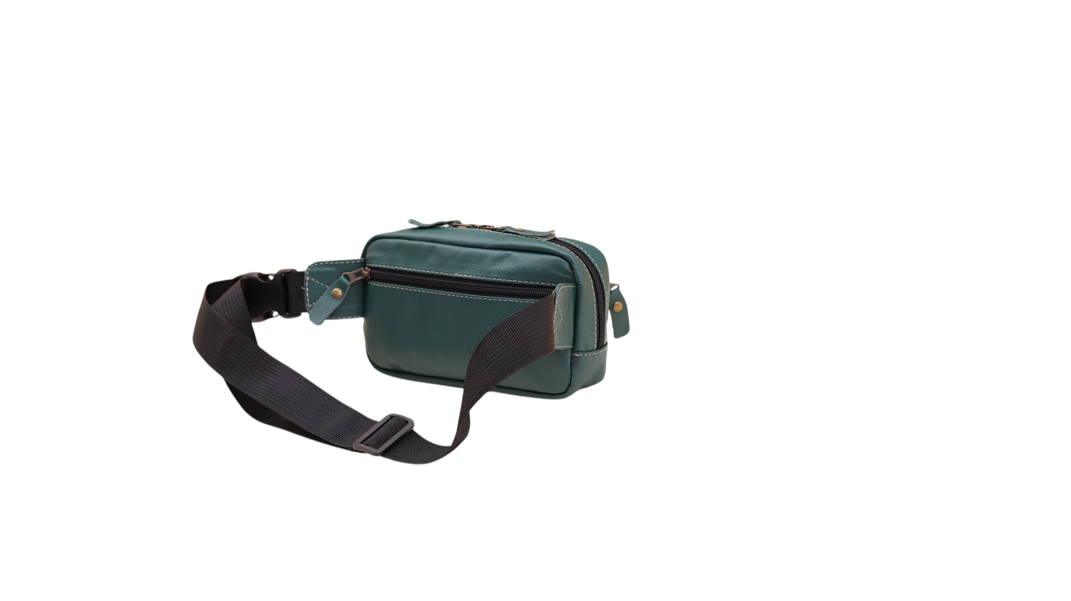 Premium Cowhide Leather Waist Pouch with Adjustable Belt – YKK Zipper Travel Utility Bag for Men