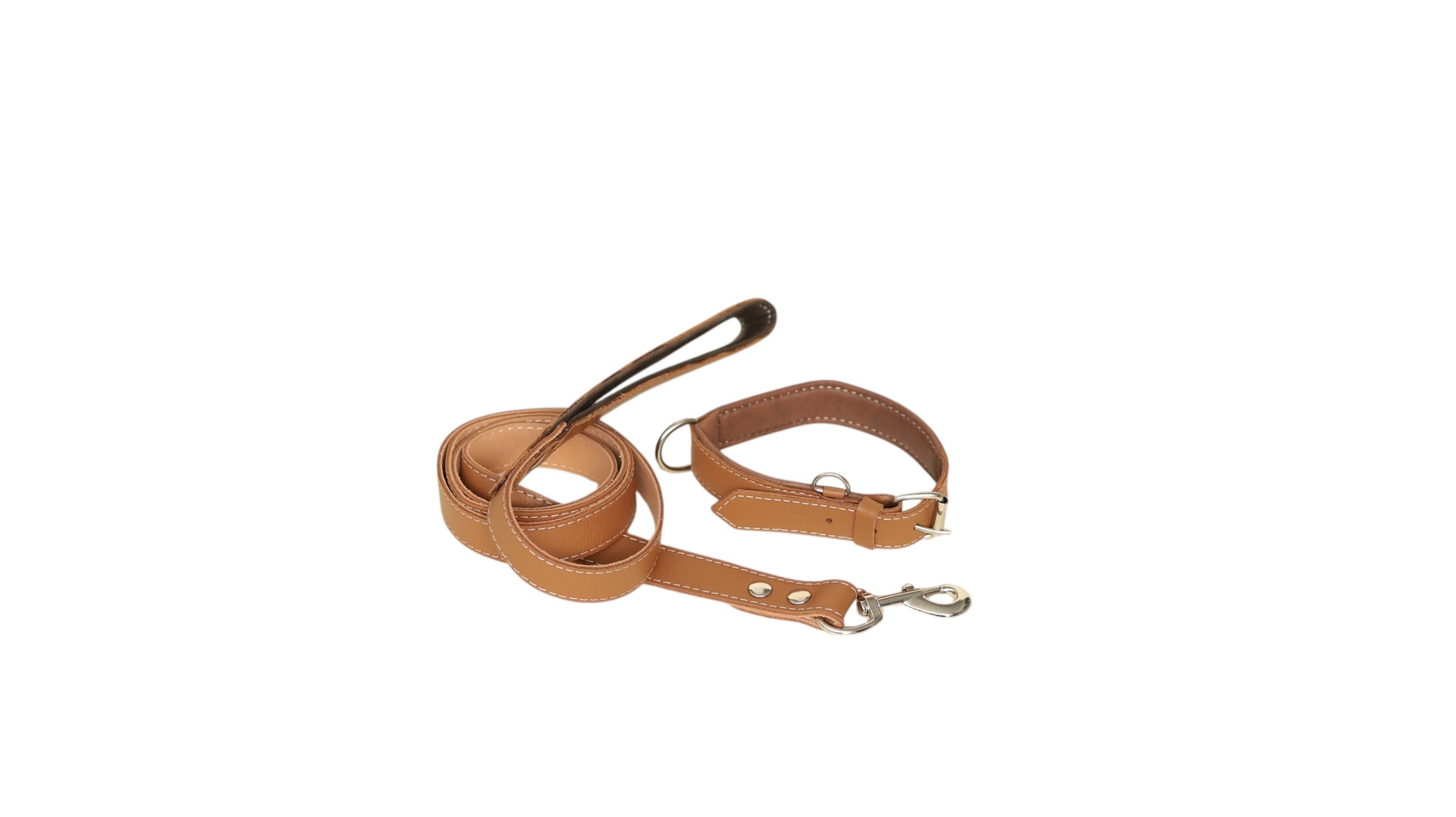 Premium Leather Dog Collar & Leash Set – Durable Cowhide Pet Accessory