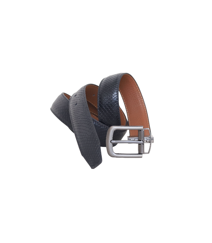 Reversible Black Crocodile Leather Belt – Premium Double-Sided Luxury Strap