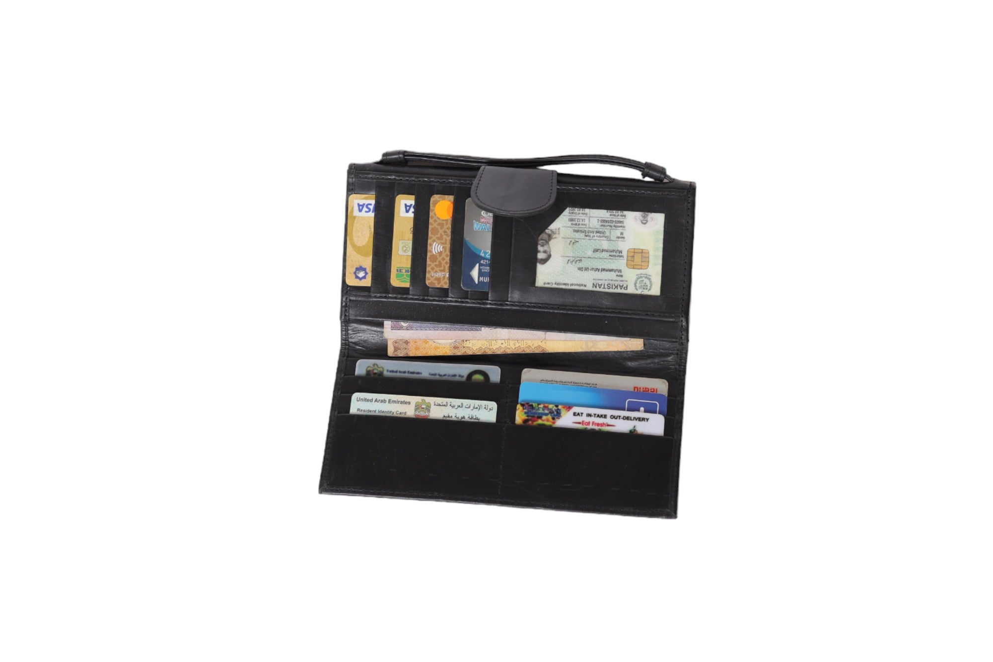 Elegant Black Leather Ladies Clutch – Premium Multi-Compartment Wallet