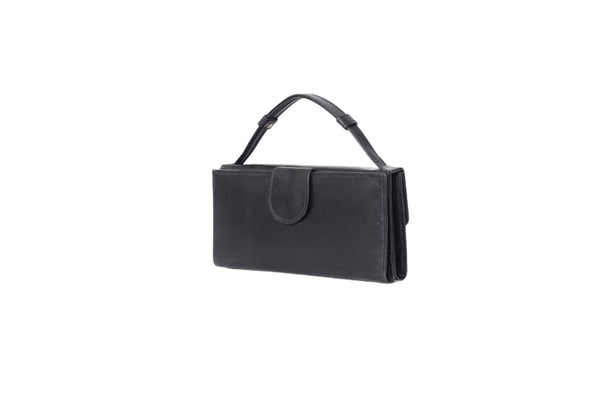 Elegant Black Leather Ladies Clutch – Premium Multi-Compartment Wallet