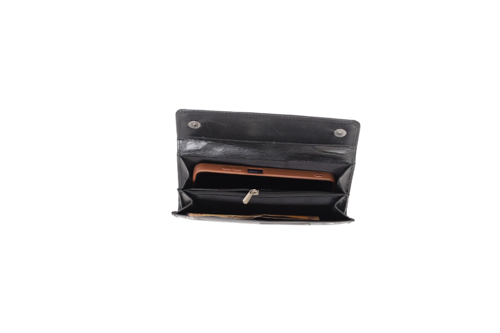 Elegant Black Leather Ladies Clutch – Premium Multi-Compartment Wallet