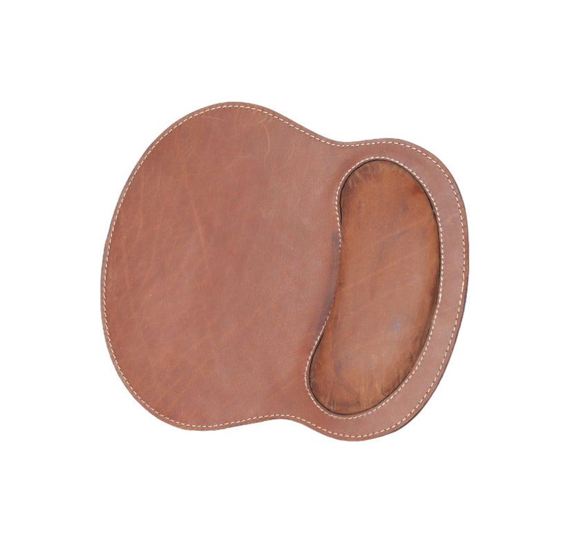 Ergonomic Brown Leather Mouse Pad with Wrist Rest – Premium Cowhide Desk Essential