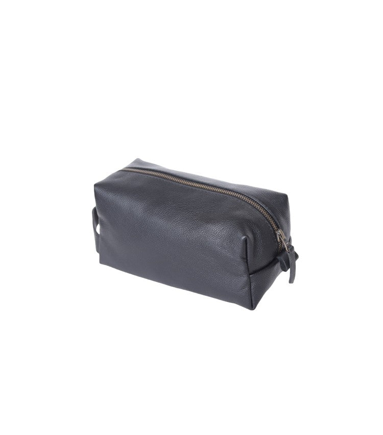 Luxury Black Leather Shaving Box – Premium Grooming Organizer with Zipper Closure
