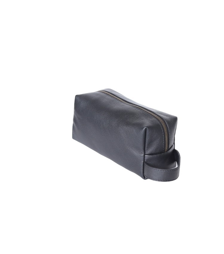 Luxury Black Leather Shaving Box – Premium Grooming Organizer with Zipper Closure