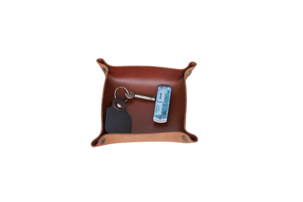 Classic Brown Leather Tray – Premium Cowhide Organizer for Home & Office