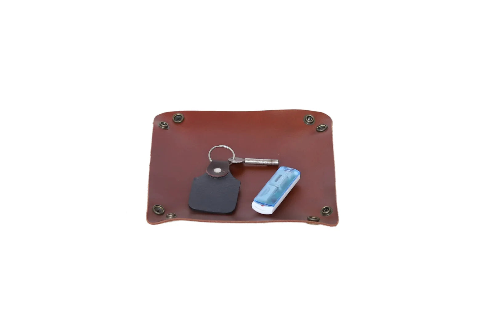 Classic Brown Leather Tray – Premium Cowhide Organizer for Home & Office