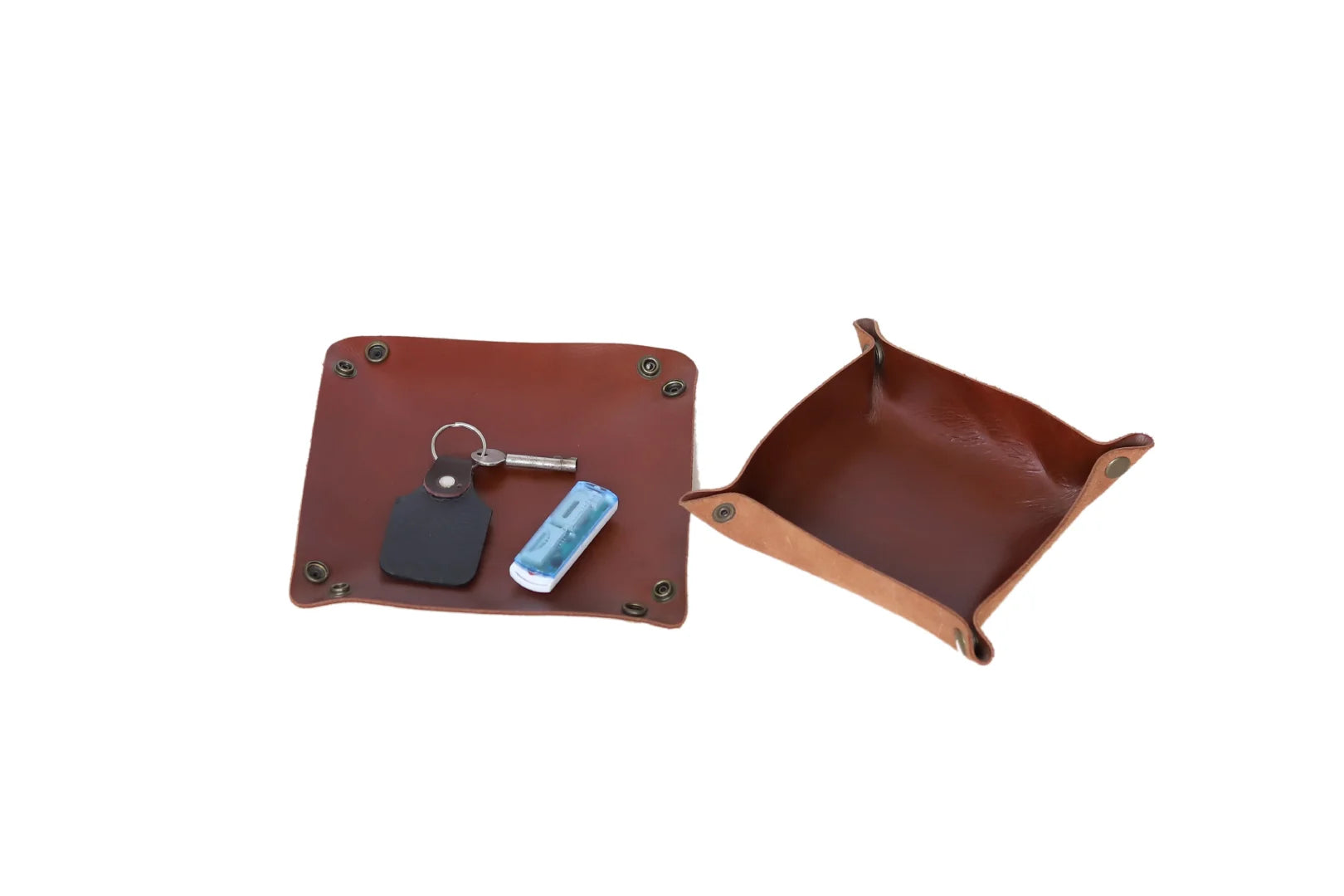 Classic Brown Leather Tray – Premium Cowhide Organizer for Home & Office