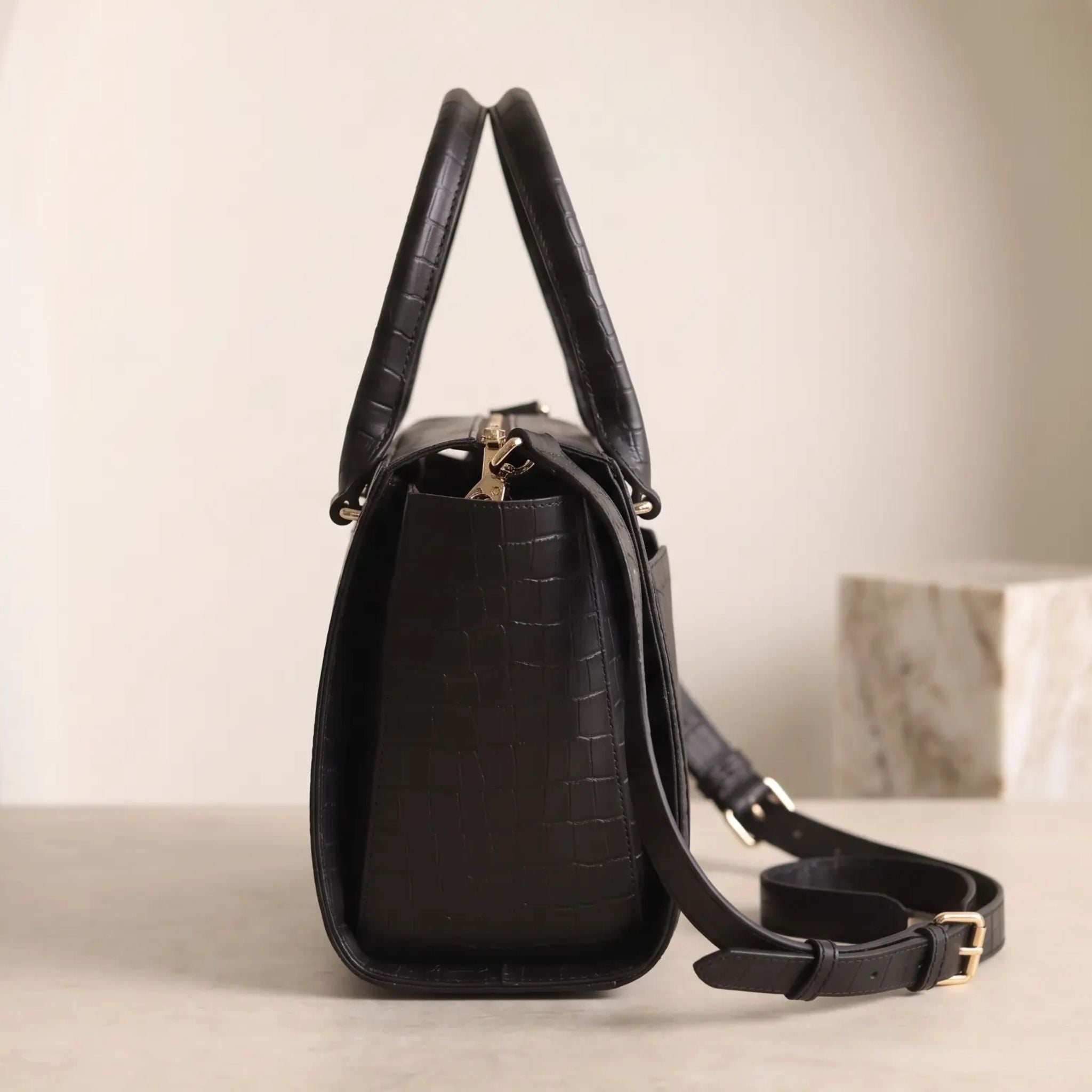 Premium Ladies Leather Handbag Croc-embossed