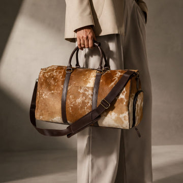Premium Hair-onn Cowhide Leather Travel Duffle Bag