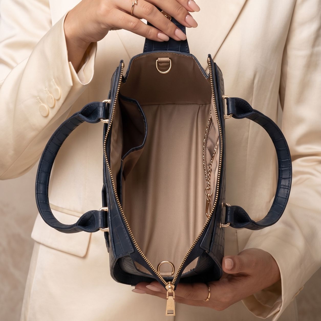 Premium Ladies Leather Handbag Croc-embossed