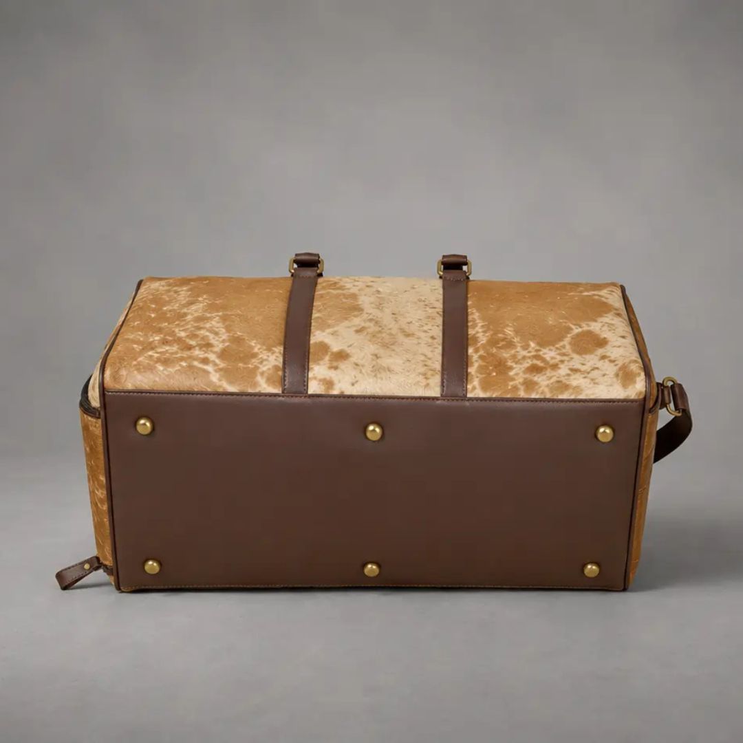 Premium Hair-onn Cowhide Leather Travel Duffle Bag