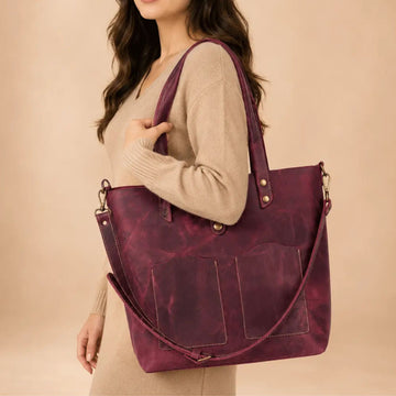 Genuine Two-Tone Leather Tote Bag
