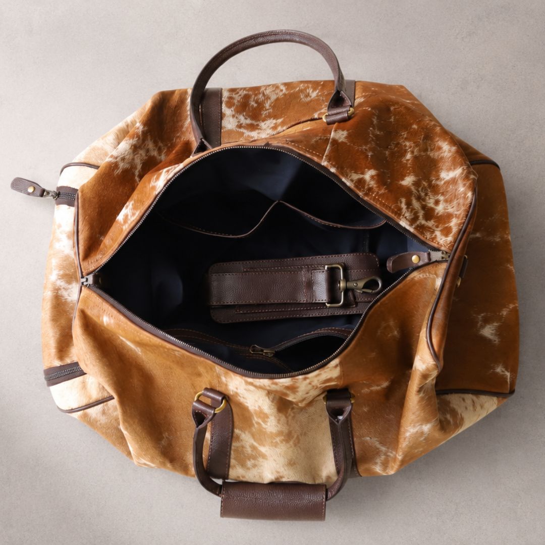 Premium Hair-onn Cowhide Leather Travel Duffle Bag