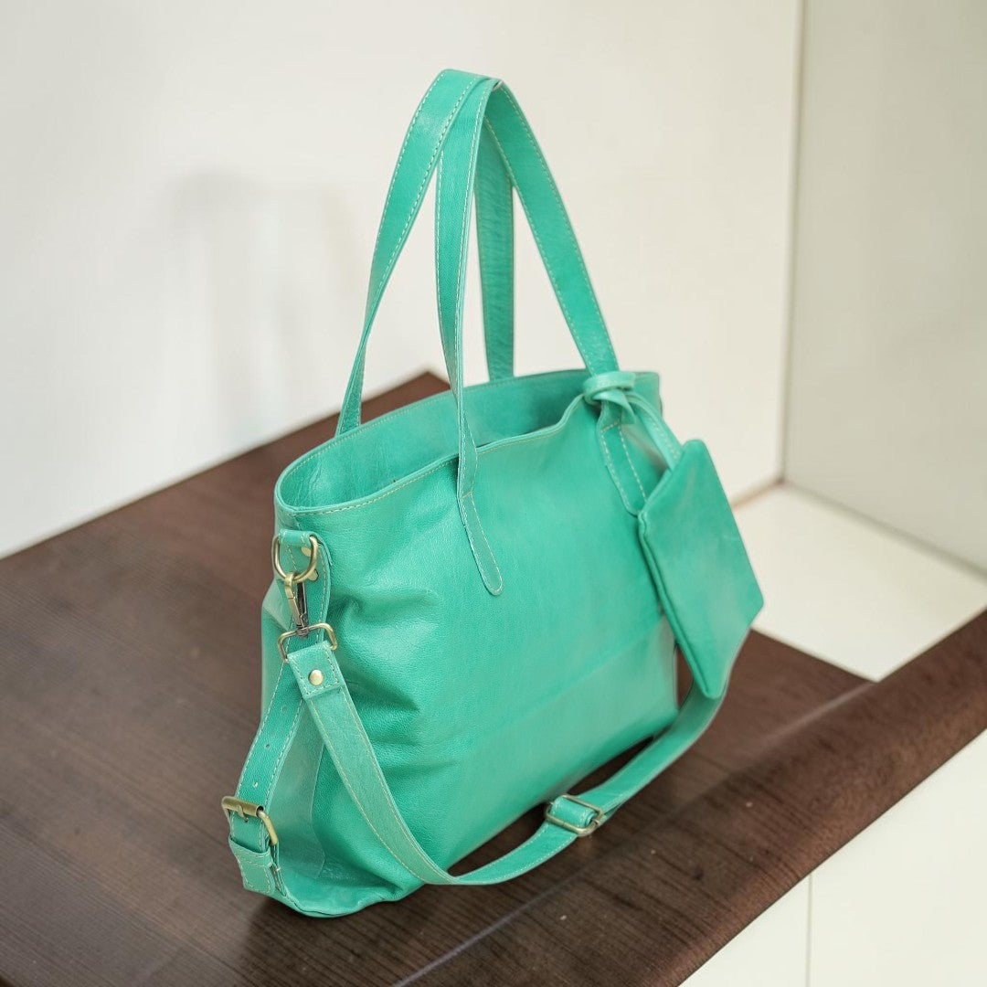 Premium Ladies Leather Bag with Matching Mini Pouch