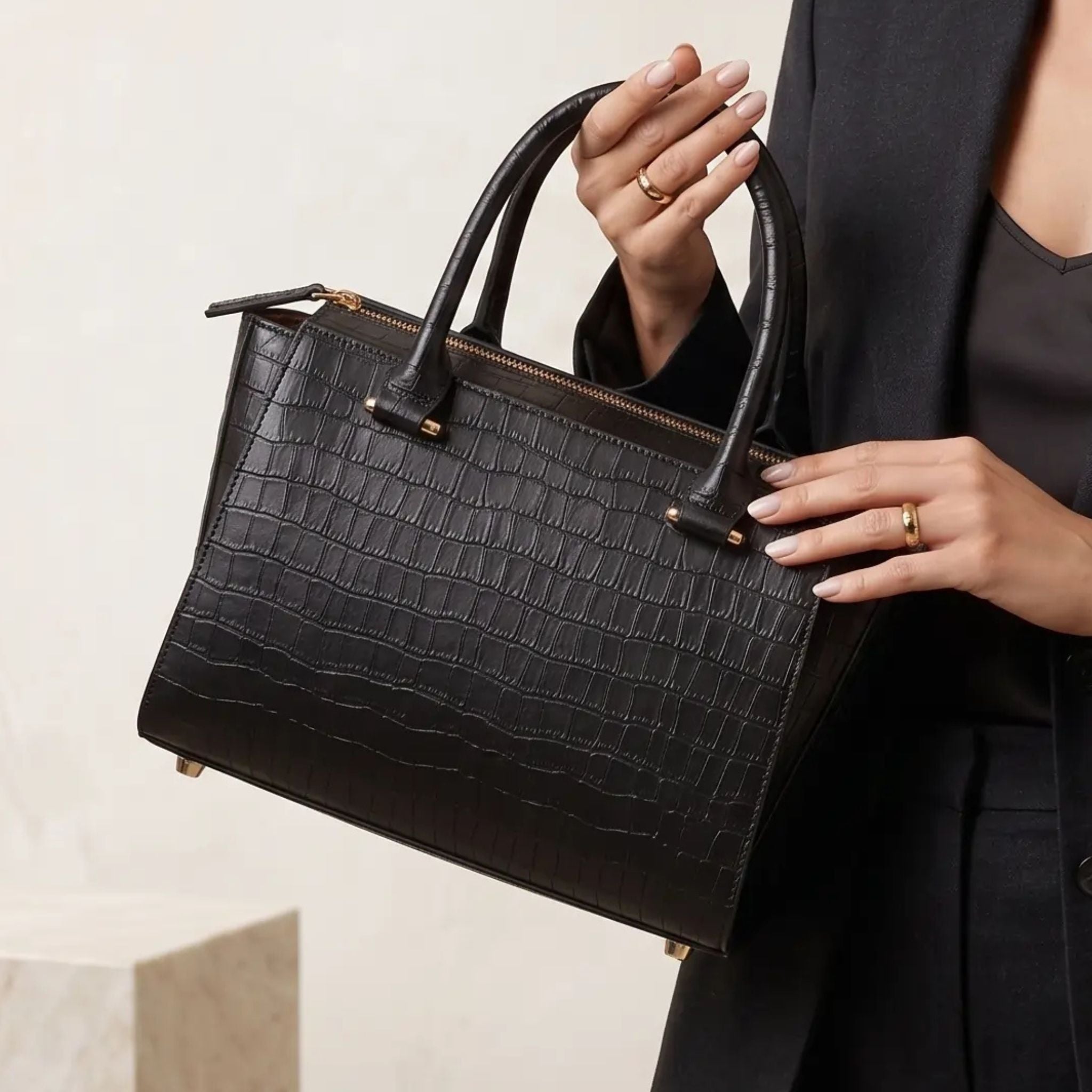 Premium Ladies Leather Handbag Croc-embossed